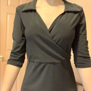 Black long sleeve wrap dress